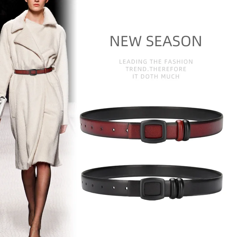 Girls Leather Belt Women's Cow Belt Women's Decorative Versatile Coat Jacket Jeans Women's Trouser Belt