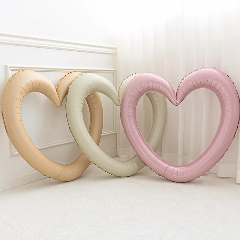 Bowknot Stickers Giant Heart Balloon Metallic Inflatable Photo Frame Balloon Romantic Reusable Love Balloon Festival Prop