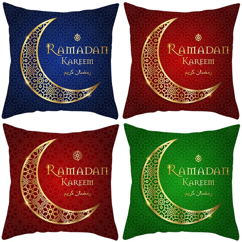 New Eid al-Fitr Home Decoration Cushion Cover Ramadan Karim Arabic Calligraphy Pillowcase Mosque Muslim Decorative Pillowcase