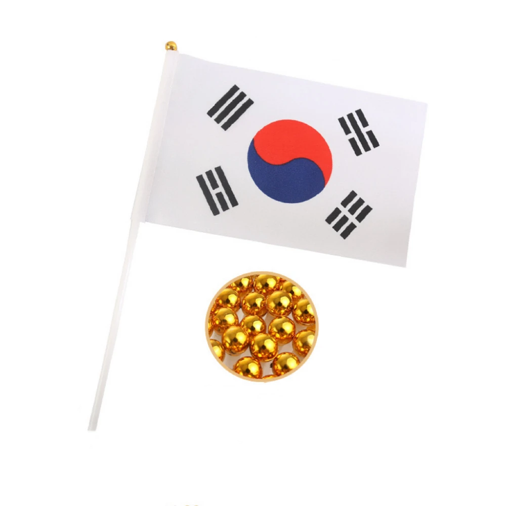 Korean  flag 14x21cm Kor Kr South Korea Flag  30cmPlastic flagpole hand waving nationalKorean  flag   flag activity parade sport