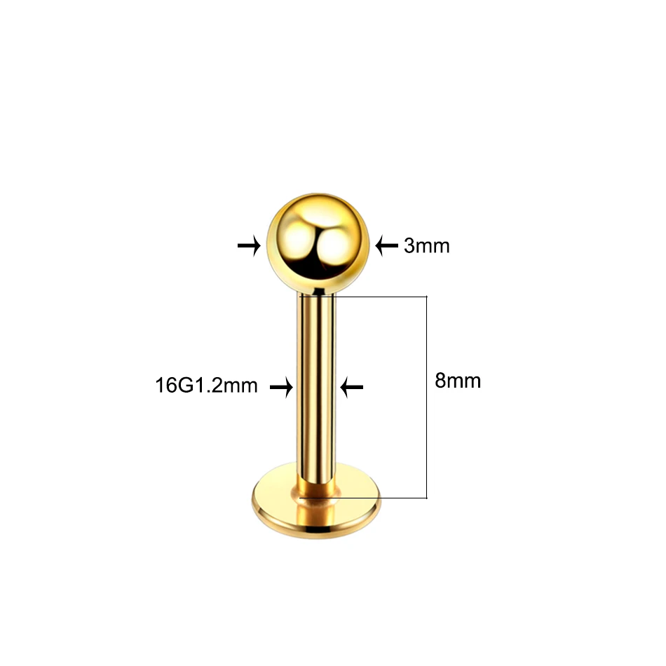 100Pcs/lot Stainless Steel Ear Tragus Ear Piercing Helix Labret Piercing Lip Ring Stud Cartilage Body Jewelry