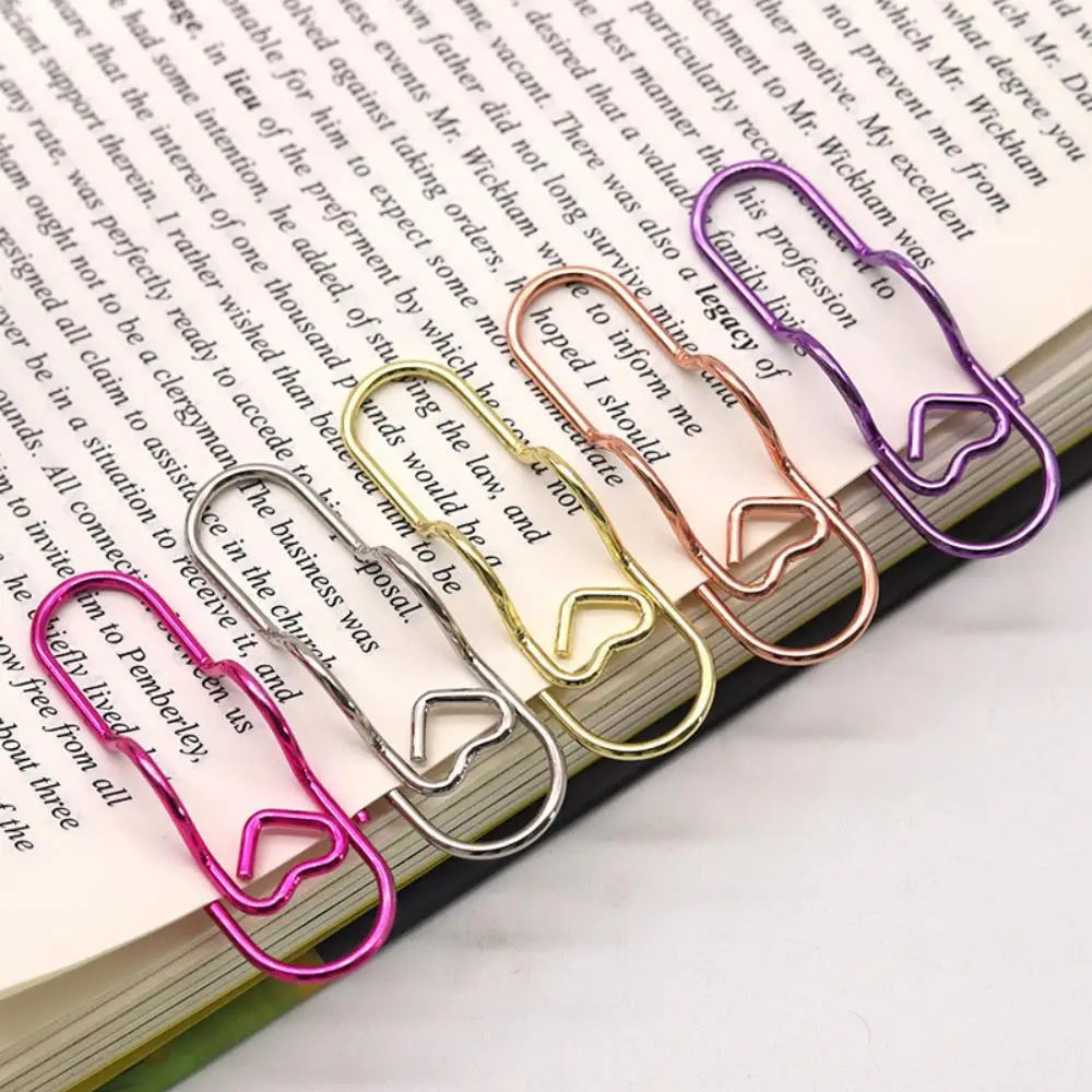 10PCS Multi-functional Love Model Paper Clips Heart Shape Metal Paper Fix Clip Ticket DIY Bookmarks Office School Stationery