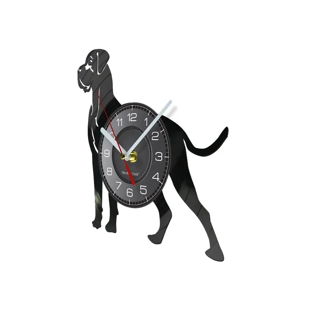 Great Dane Dog Wall Clock with LED Illumination Lovely Doggy Pets Animals Vinyl LP Record Wall Watch Home Decor for Puppy Lovers