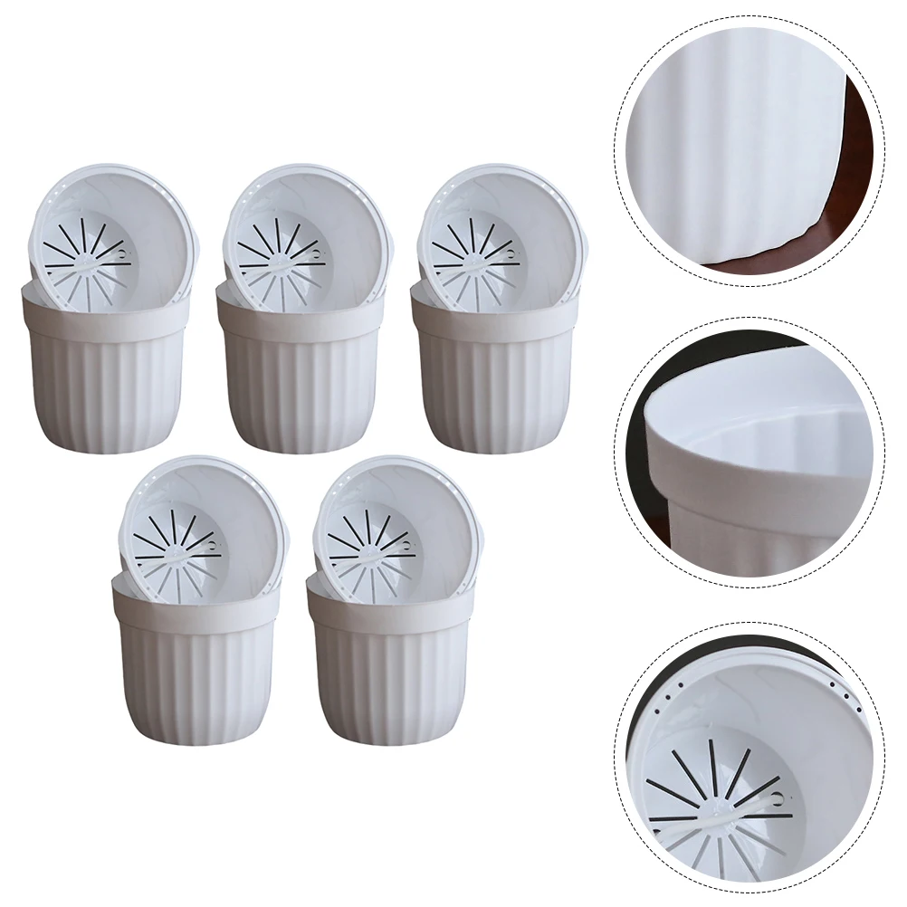 

5 Sets Water absorbent Flower Pots Plastic White Resin Self Watering Plant Pot Self watering Plant Container 110# Gardening