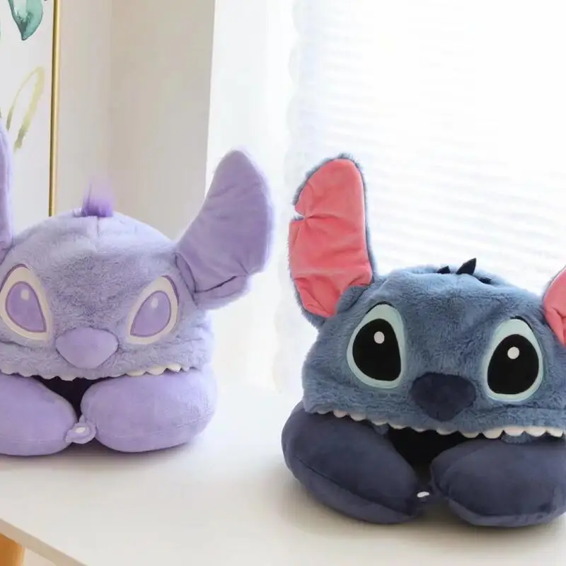 Diseny Cute Stitch Alien U-Shaped Pillow Neck Pillow Cartoon Lunch Break Pillow Neck Pillow Car Airplane Sleeping Travel Pillow
