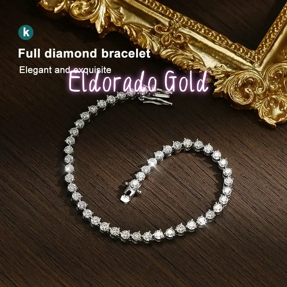 

Eldorado Gold New 3mm D Color Moissanite Tennis Bracelet 3 Prong Setting Trendy Women Man GRA Certified Fine Jewelry s925 Slive