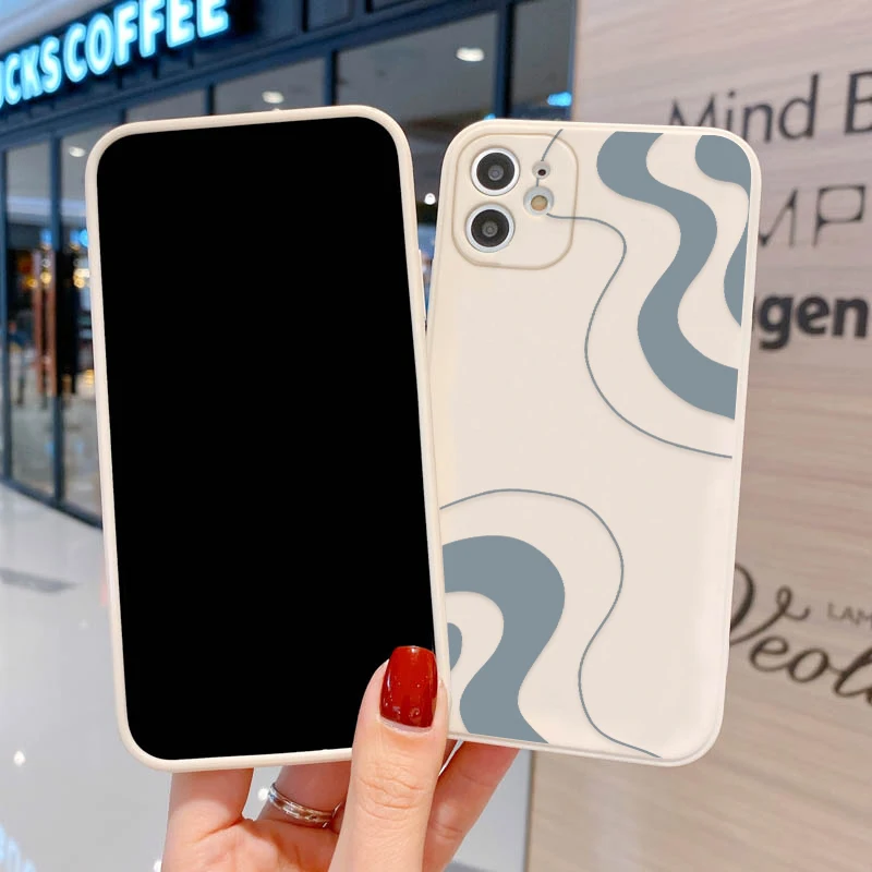 สําหรับiPhone 11 สําหรับiPhone 12 13 14 16 Pro Max 14 16 Plus XS Max XR X 13 12 Mini 14 Plusบทคัดย่อเรขาคณิตFundas