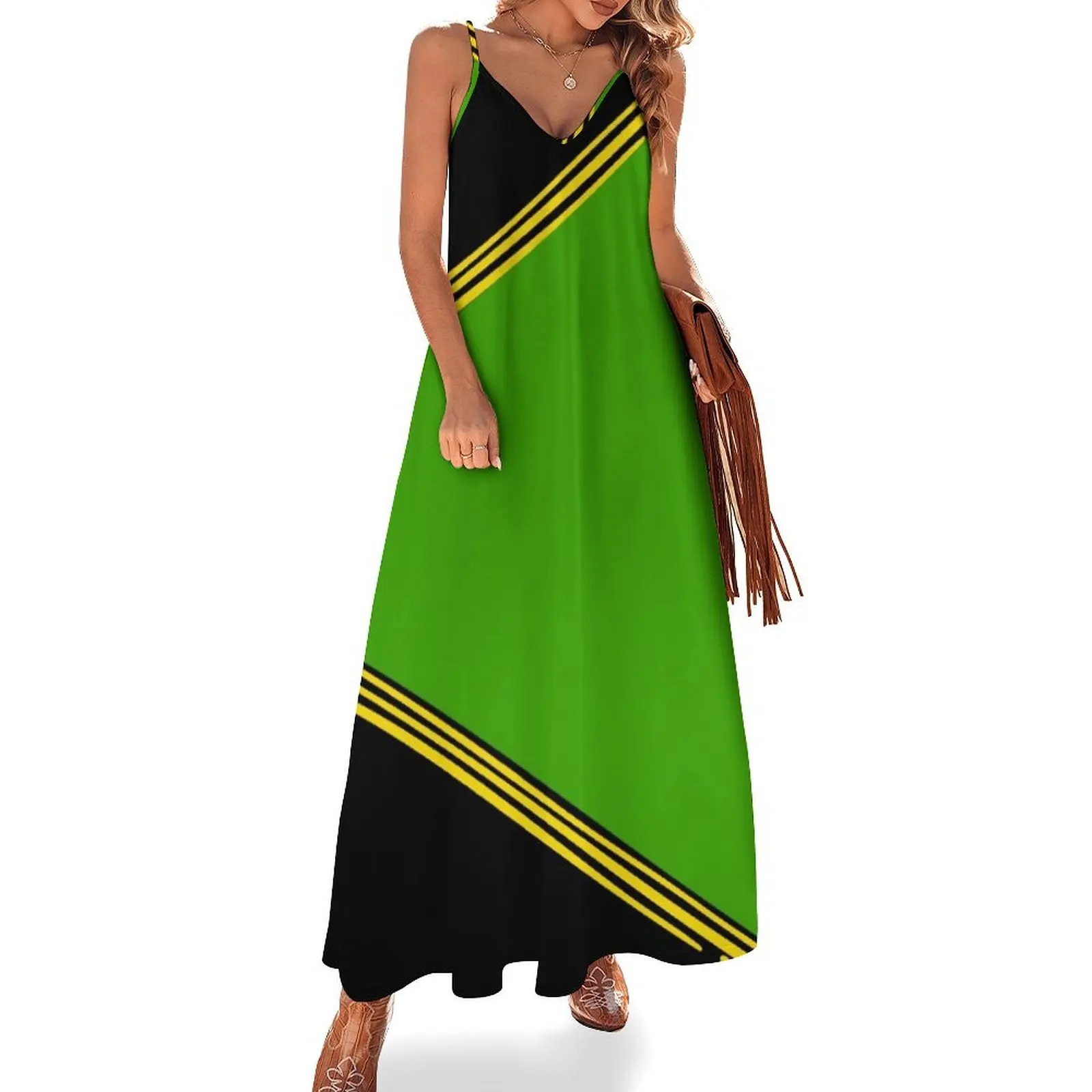 

WG jamaican colours concept Sleeveless Long Dress Elegant gown Clothing Dress
