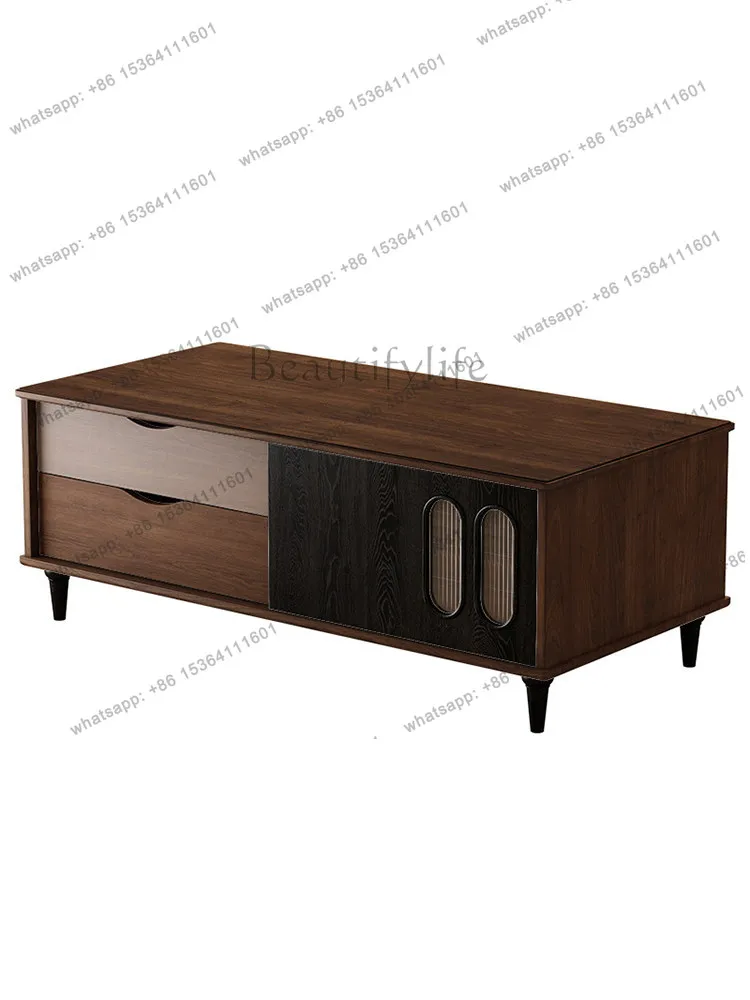 (red oak) medieval all-log coffee table French retro light luxury high sense
