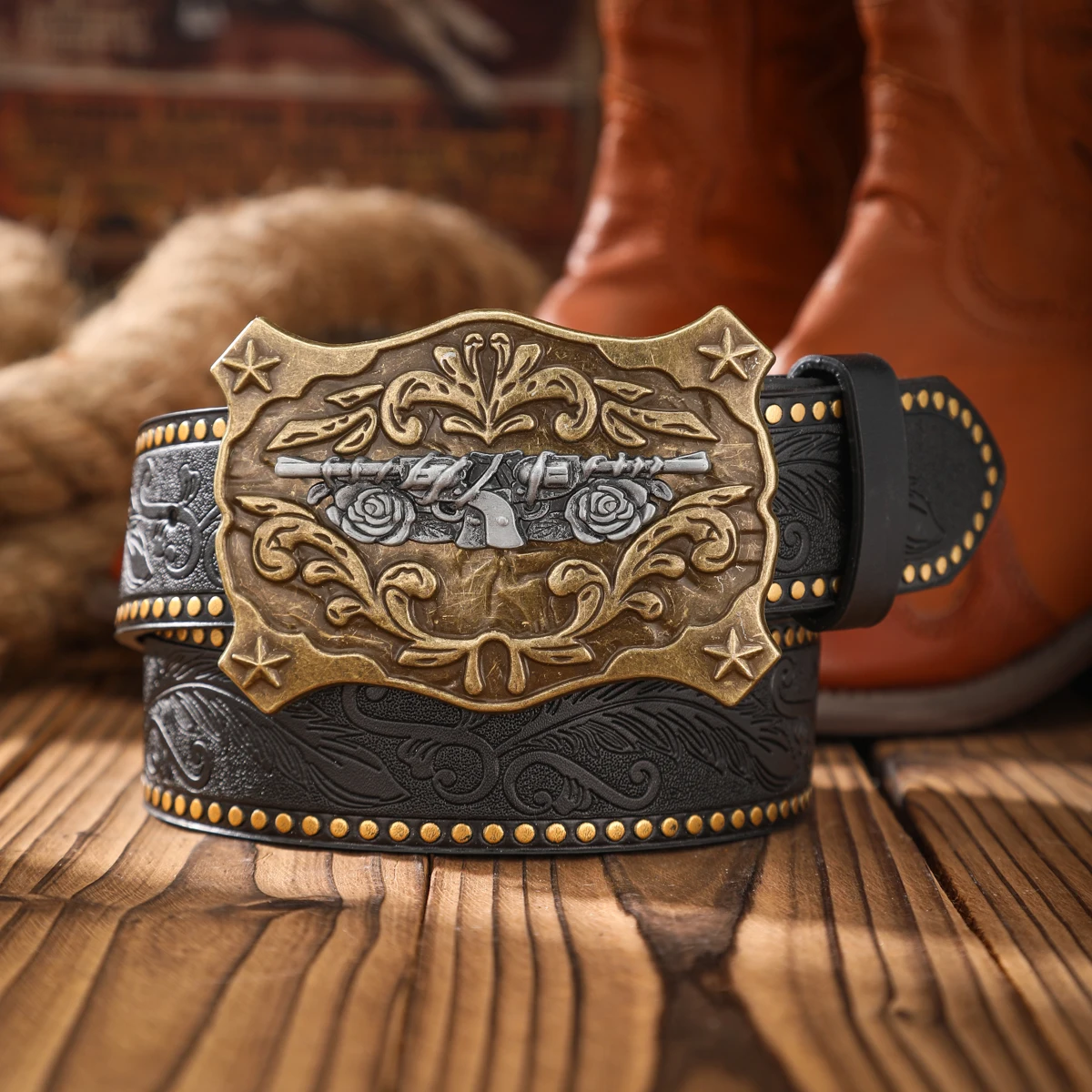 1pc PU Belt Suitable for Both Men and Women, Combining the Style of Western Denim and Retro, Is Perfect for Daily Casual Outings