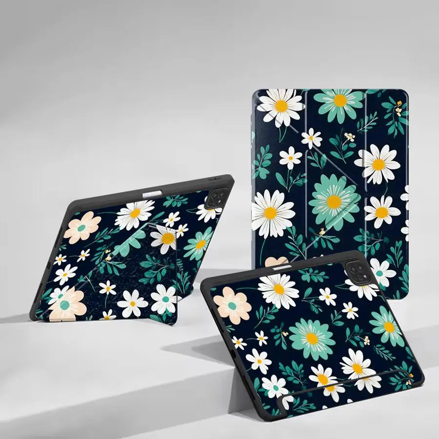 

Blue Daisy Flowers Tablet Case For iPad Air M2 1 2 M4 Mini 7 6 Air 2025 4 5 M3 Pro 10th 7th 11th 9th 8th Holder Cover