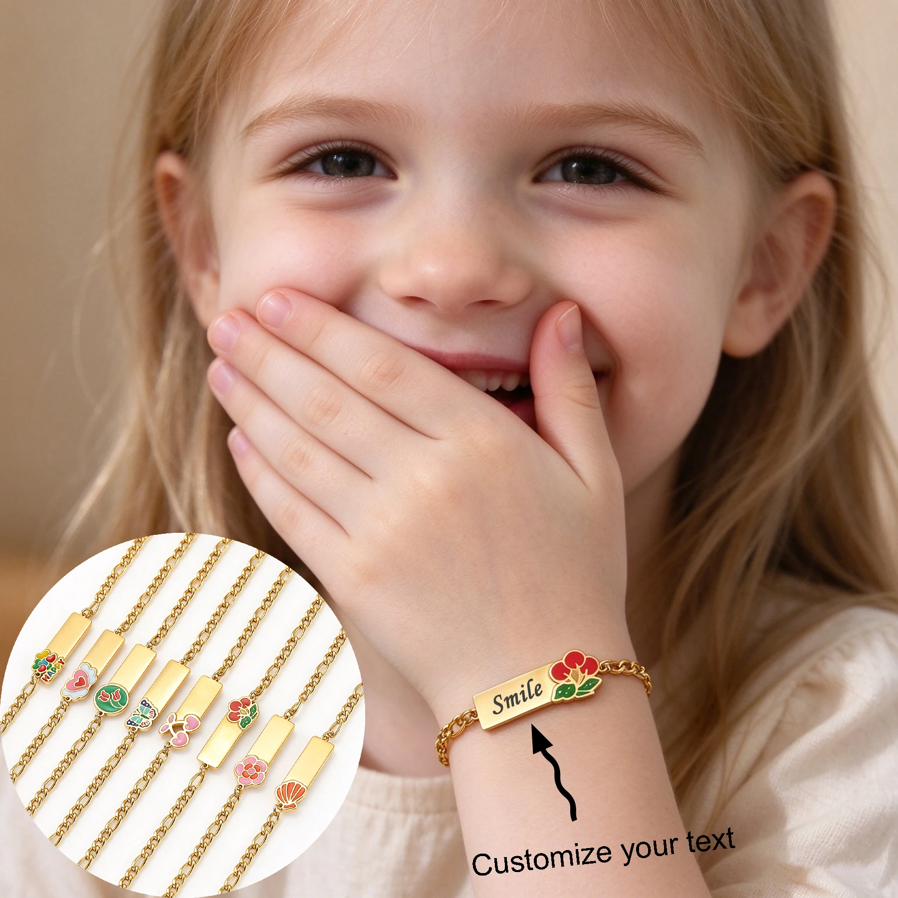 Sweet Lovely Custom Engraved Name Bracelet for Children Multiple Styles Hypoallergenic Personalized Baby Wrist Jewelry Gift