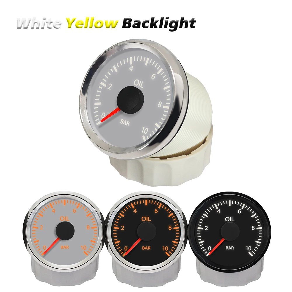 Universal 52mm Programmable 0-10Bar WiFi Oil Pressure Gauge Compatible with All Types or Ranges Ohm Signal Sensor DC 12V 24V