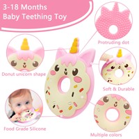 Baby teething essential dental tape love flamingo milk chain, food-grade silicone, donut unicorn shape, elephant teether