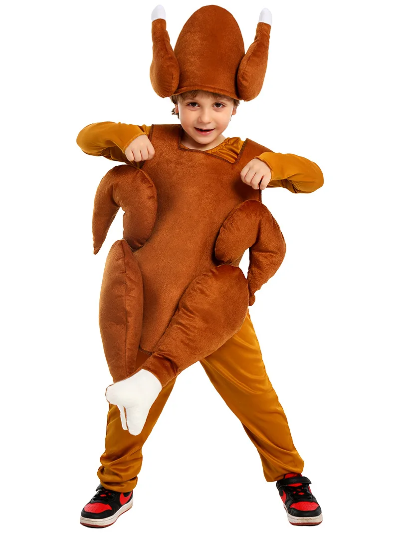 Baby Girl Boy Halloween  Roast turkey Cosplay brown jumpsuit Costume Kid Thanksgiving Turkey