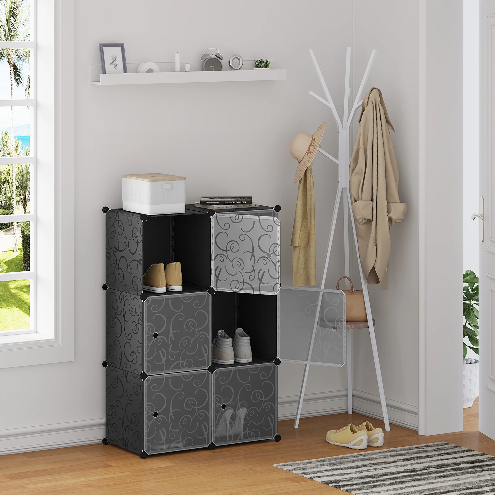 DIY Boltless Regal Kunststoff box stapelbar Schuhs chrank Schuh regal mit 6 Stapel boxen Tür für Schuh ablage Organizer