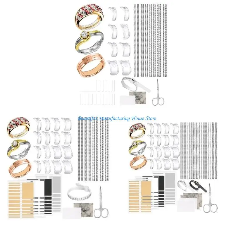 

E56A Multi Size Ring Fitter Inserts Invisible Plastic Adjusters for Loose Jewelry Clear Plastic Bands Tightener Resizer