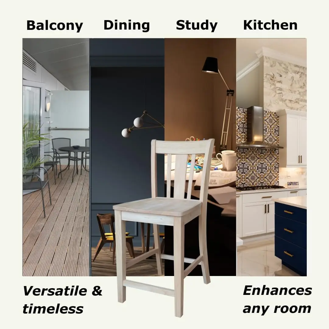 IC International Concept, San Remo Counter stool 225Lbs ความจุ WT, ไม้จริงแข็ง, parawood ที่แข็งแรง, ความสูงของที่นั่ง24 ", DIY,