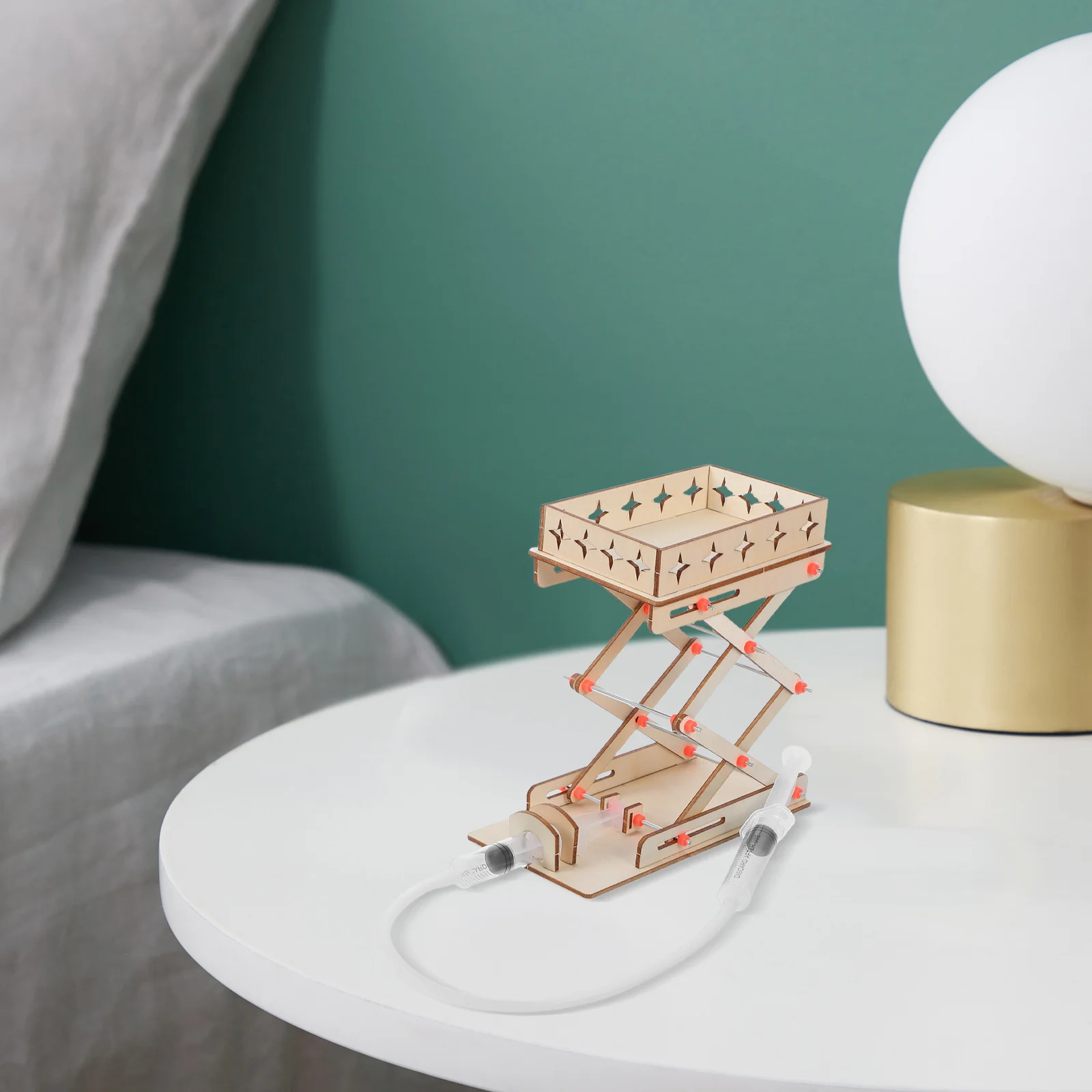 1Set Kit di esperimenti scientifici per macchina da laboratorio in legno con piattaforma di sollevamento idraulico fai-da-te per bambini Apprendimento pratico dell'attività dello stelo