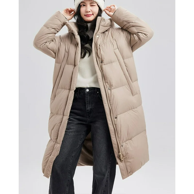 Hooded Down Jacket Women Winter Mid-length Pink 2025 Super Good-looking Thick Large Size Fashion Coats Ladies White Duck Light