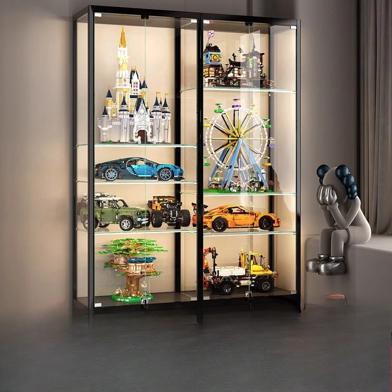 

Figure LEGO display household building block with lamp toy storage rack dust glass cabinet