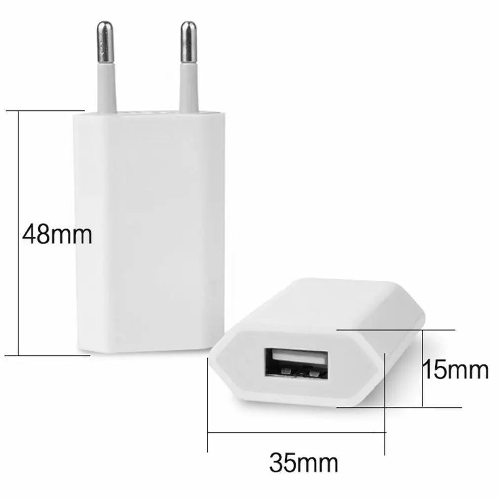5V 1A Fast Charger Adapter Cable Wall Travel Quick Charger 3.0 EU Plug Single USB Port Socket Compatible With Phone Pad Tablet