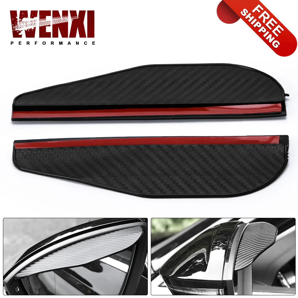 

1 Pair Car Side Rear View Mirror Rain Eyebrow Visor Carbon Fiber Look Sun Shade Snow Guard Weather Shield Cover Auto Accessories