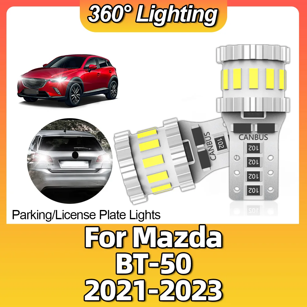 

2pcs 12V T10 2825 2835 LED W5W Interior Parking License Light For Mazda BT-50 2021 2022 2023 6000k White 3014 18SMD Super Bright