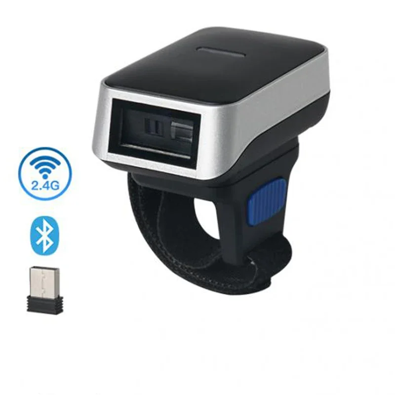 新型Xkancode 100万画素スキャナー 2Dウェアラブルワイヤレスバーコードスキャナー コードレスウェアラブルリング QRコード BT 2.4G バーコードリーダー