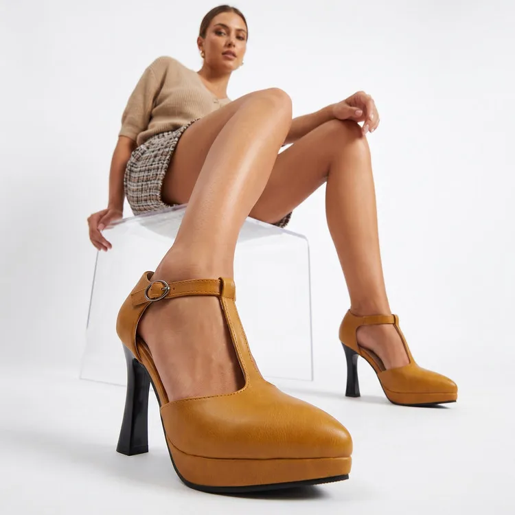 

T-Strap Platform Mary Jane Pumps Block Heel women's Sandals Casual Office Shoes