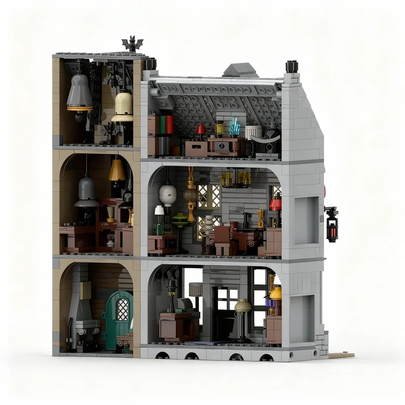 1563pcs MOC Harry Diagon Alley Nell S Bells The Model Building Blocks Construction Toys Christmas Gifts Assemble Creative Idea