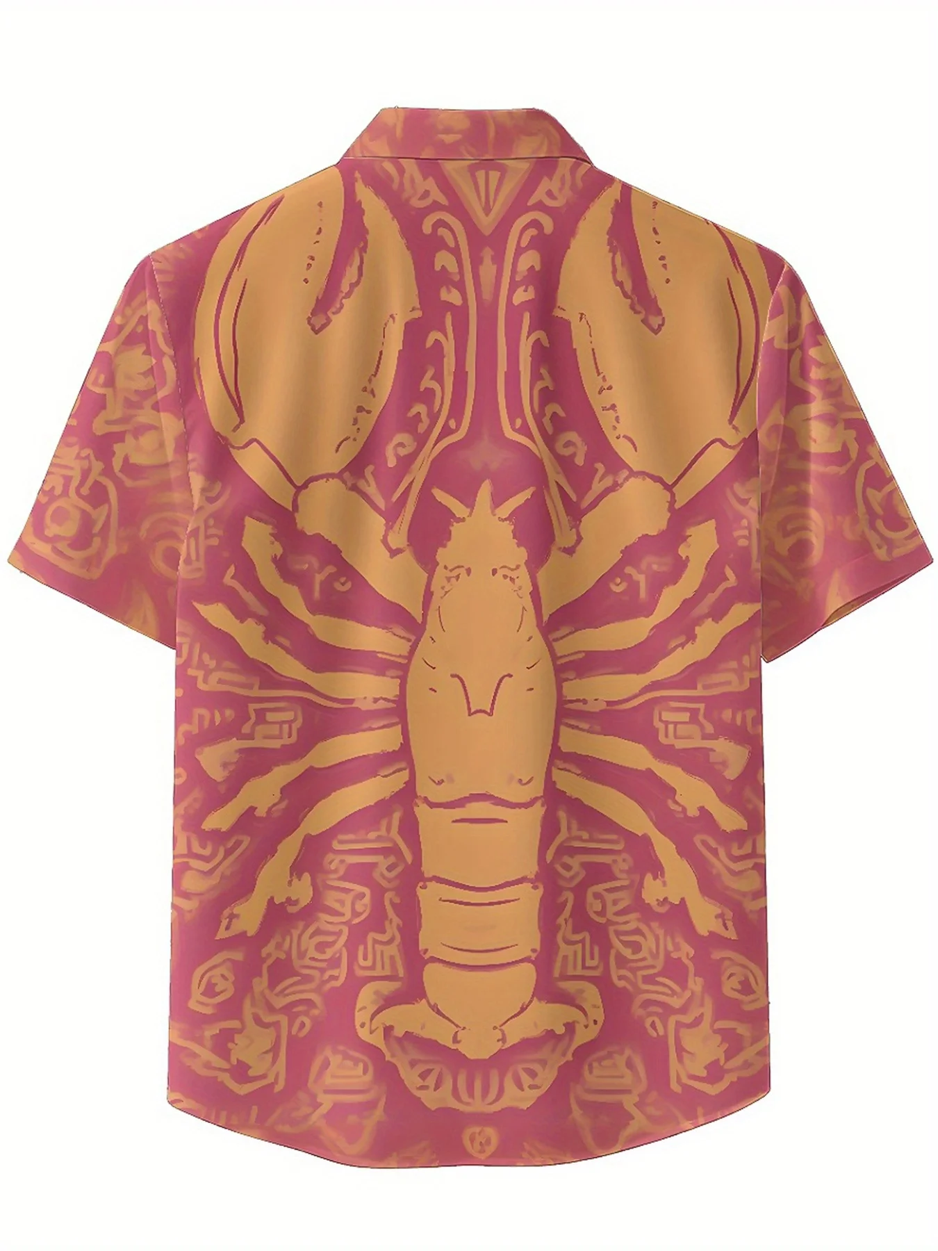 Men's Plus Size Hawaiian Shirts Lobster Theme Pattern, Button Up Shirts, Unisex Casual Clothing, Summer Tops