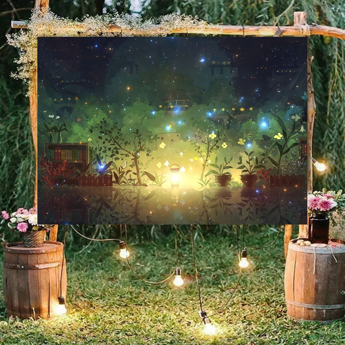 

Fantasy Night Castle Art Painting Happy Birthday Photography Children Backdrop Background Banner Poster Kids Party Decoration