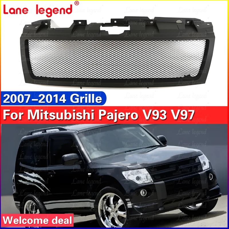 Front Grille Cover Car Racing Grills Mesh Mask With Letter Grill Modified Bumper Grilles For Mitsubishi Pajero V93 V97 2007-2014