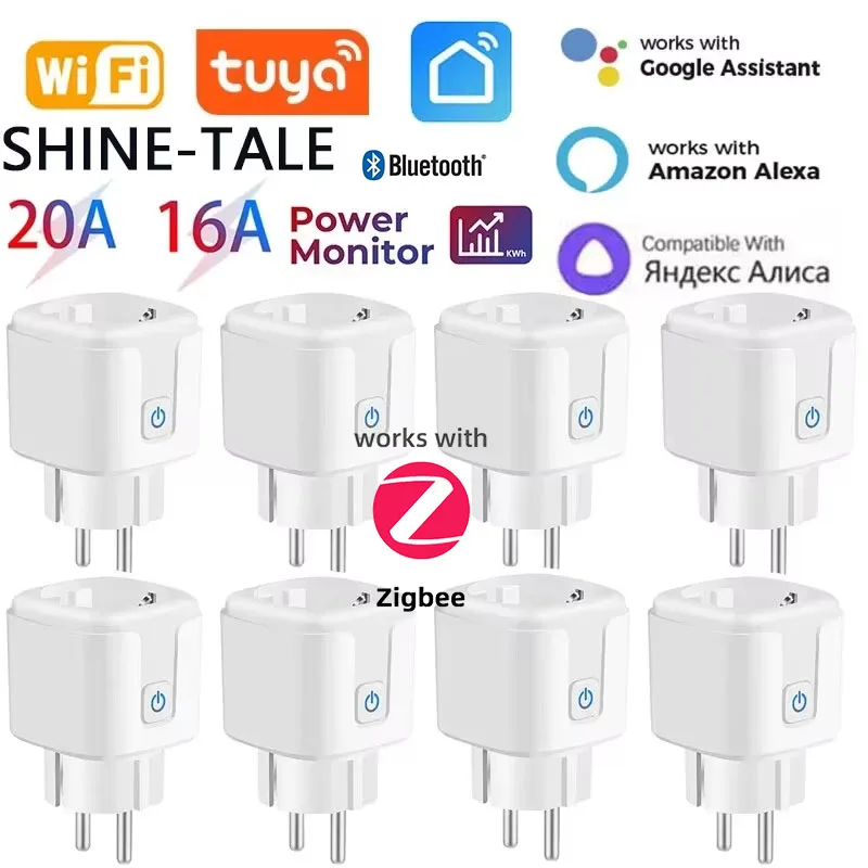 Tuya WiFi/ZigBee enchufe inteligente UE toma de corriente 16A/20A Monitor de potencia temporizador Control remoto por voz Alexa Google Home aplicación Smart Life