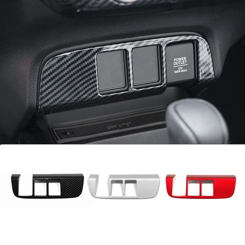 

For Honda Fit Jazz 2020 2021 ABS red carbon Car cigarette Lighter panel decoration Cover Trim LHD Car Styling Accessories