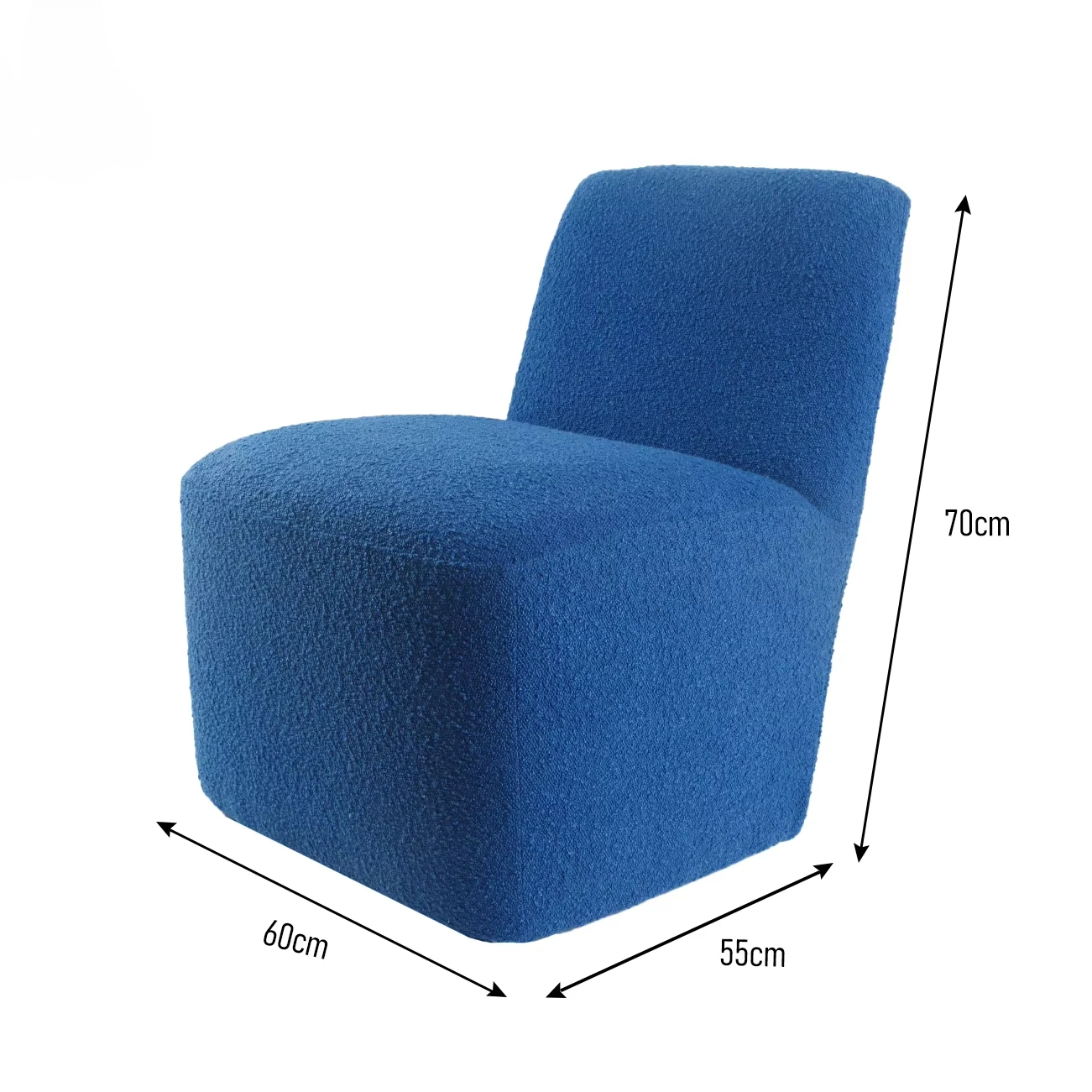 Factory Blue Plain Fluffy Chair Home Bedroom Small Furniture Makeup Ottoman Soft Polyester Single Sofa