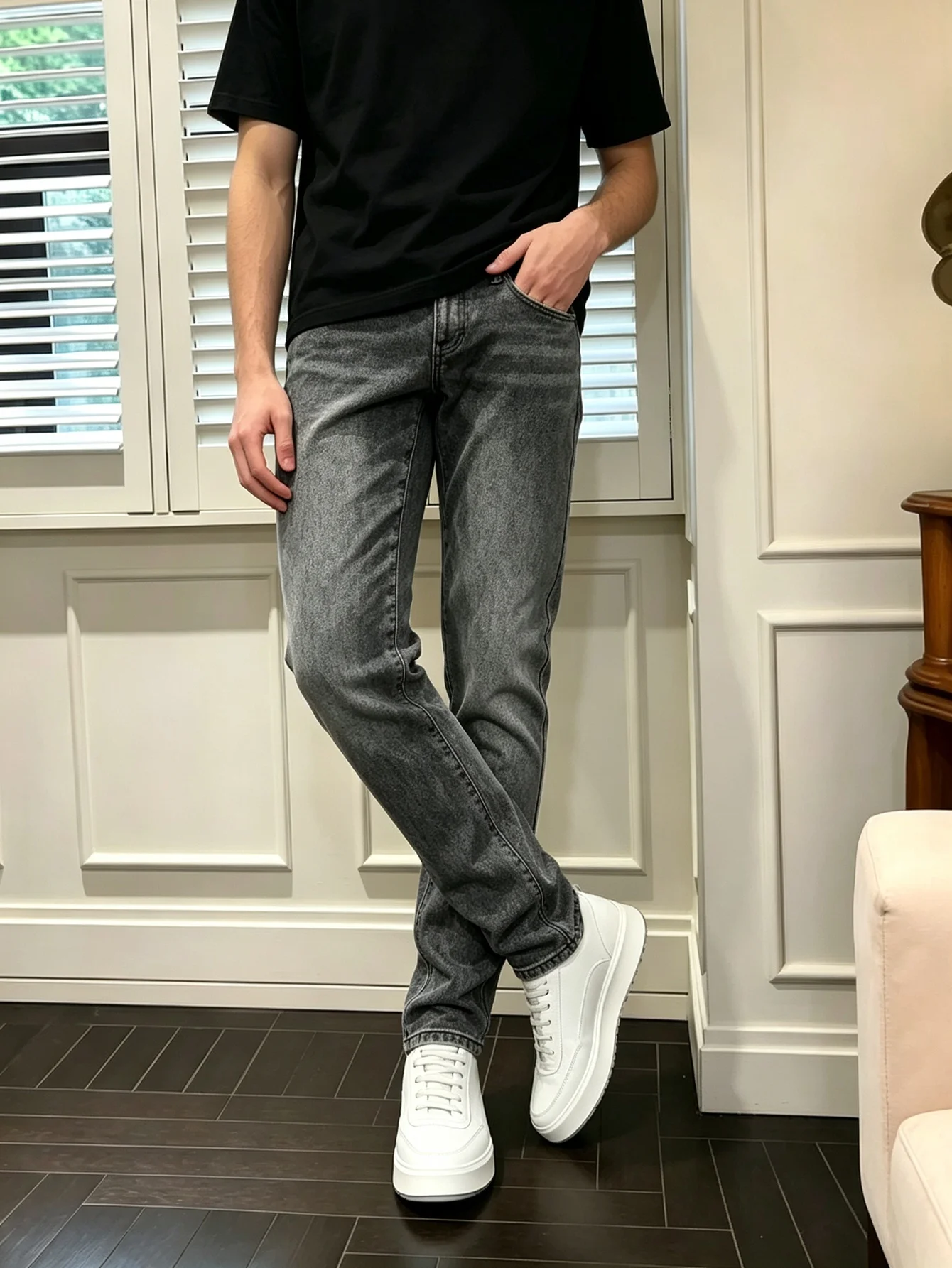 Mens Skinny Denim Pants Y2K Trend American Street Style Washed Jeans Practical Gift For Husband Or Lover