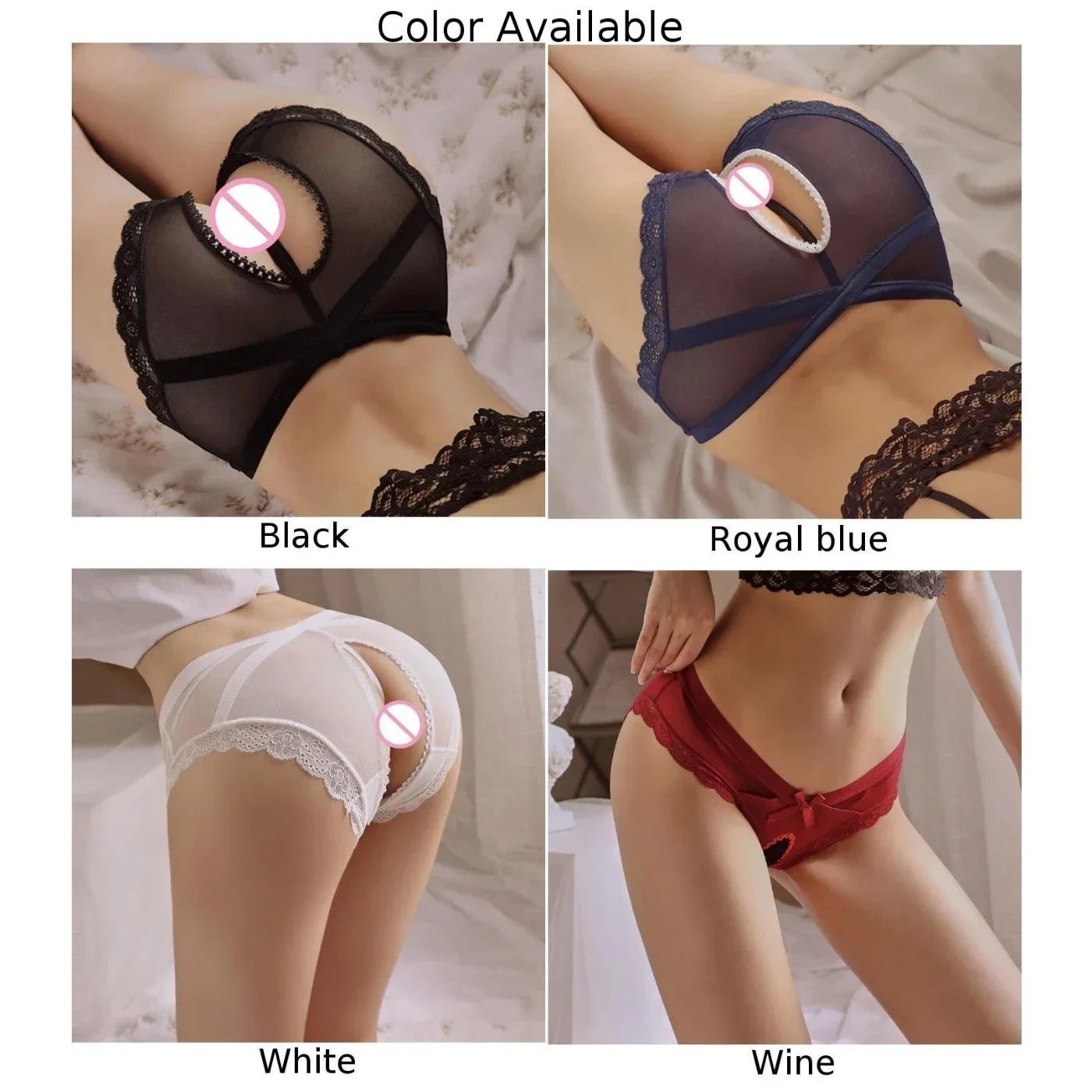 Women Open Crotch Briefs Transparent Mesh Underwear Hollow Out Underpants Female Erotic Lingerie See Through Porn Panties