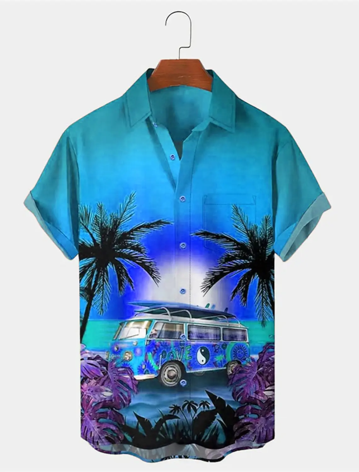 Men\'s Shirt Summer Hawaiian Shirt Graphic Prints Palm Tree Turndown Outdoor Street Short Sleeves Button-Down Print Clothing