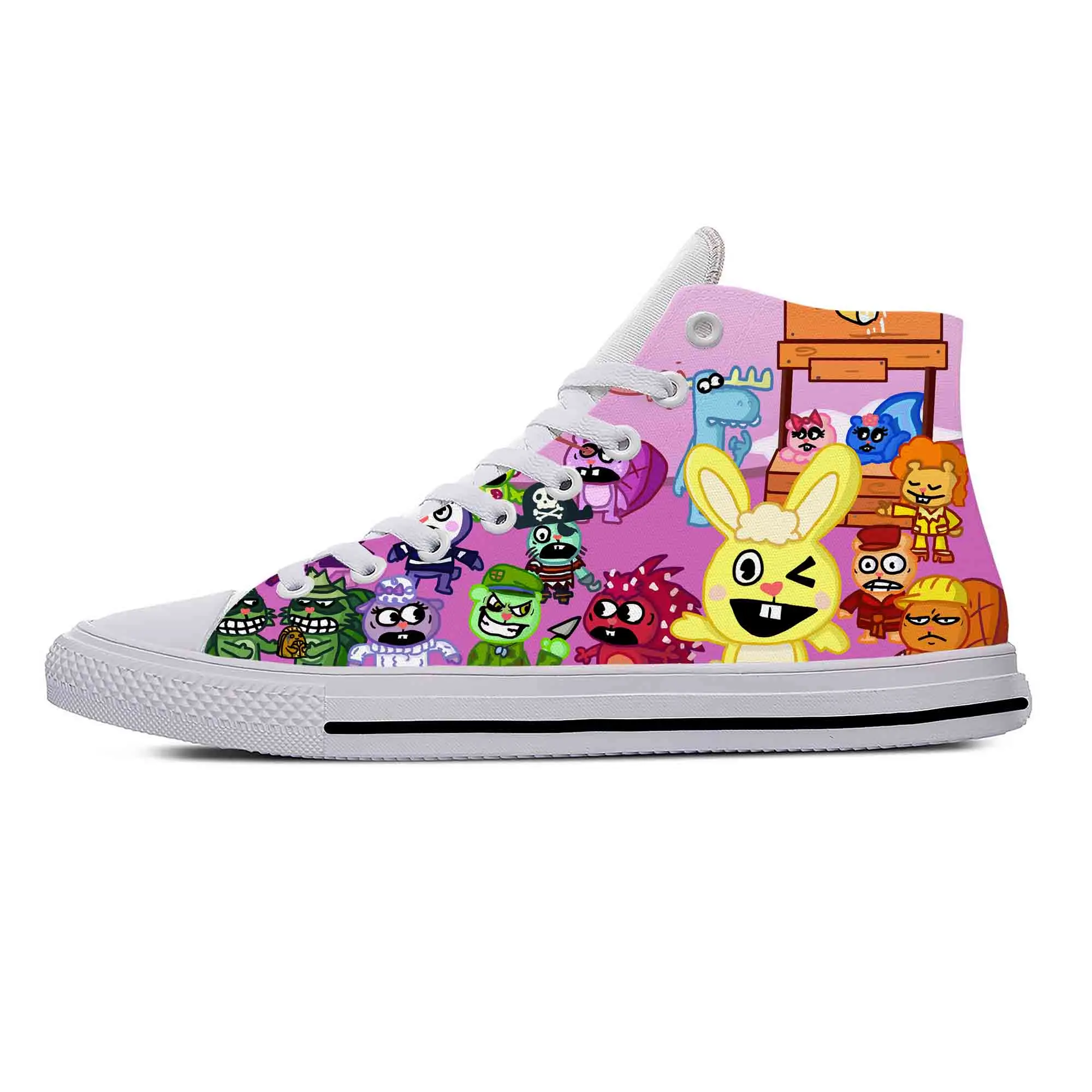 Anime Cartoon Manga Happy Tree Friends Cool Funny Casual Cloth Shoes High Top Lightweight Breathable 3D Print Men Women Sneakers