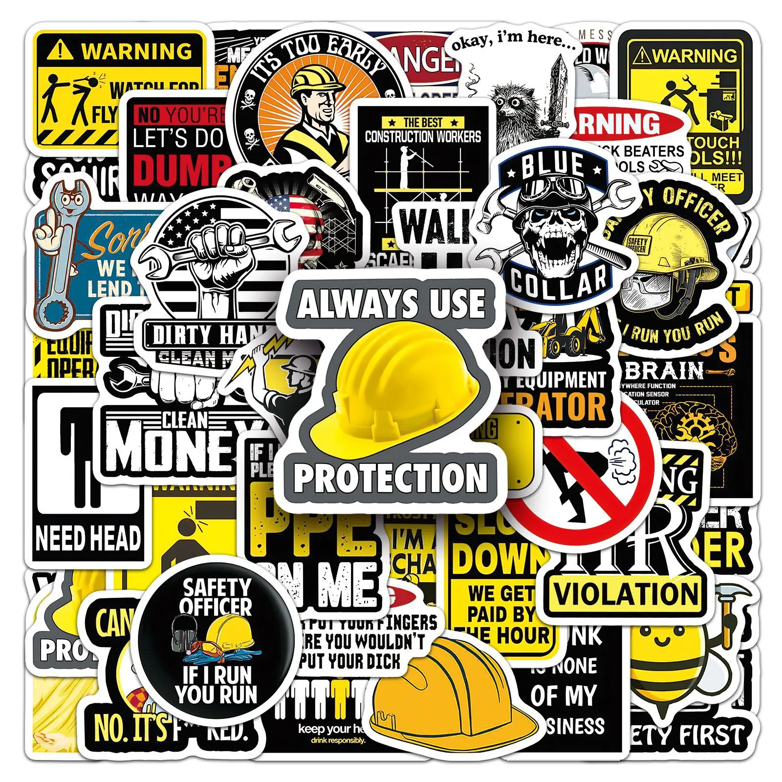 50PCS Cartoon Sicherheit Hut Slogan Aufkleber Graffiti Wasserdicht Aufkleber Personalisierte DIY Dekorative Schreibwaren Helm Gepäck Aufkleber