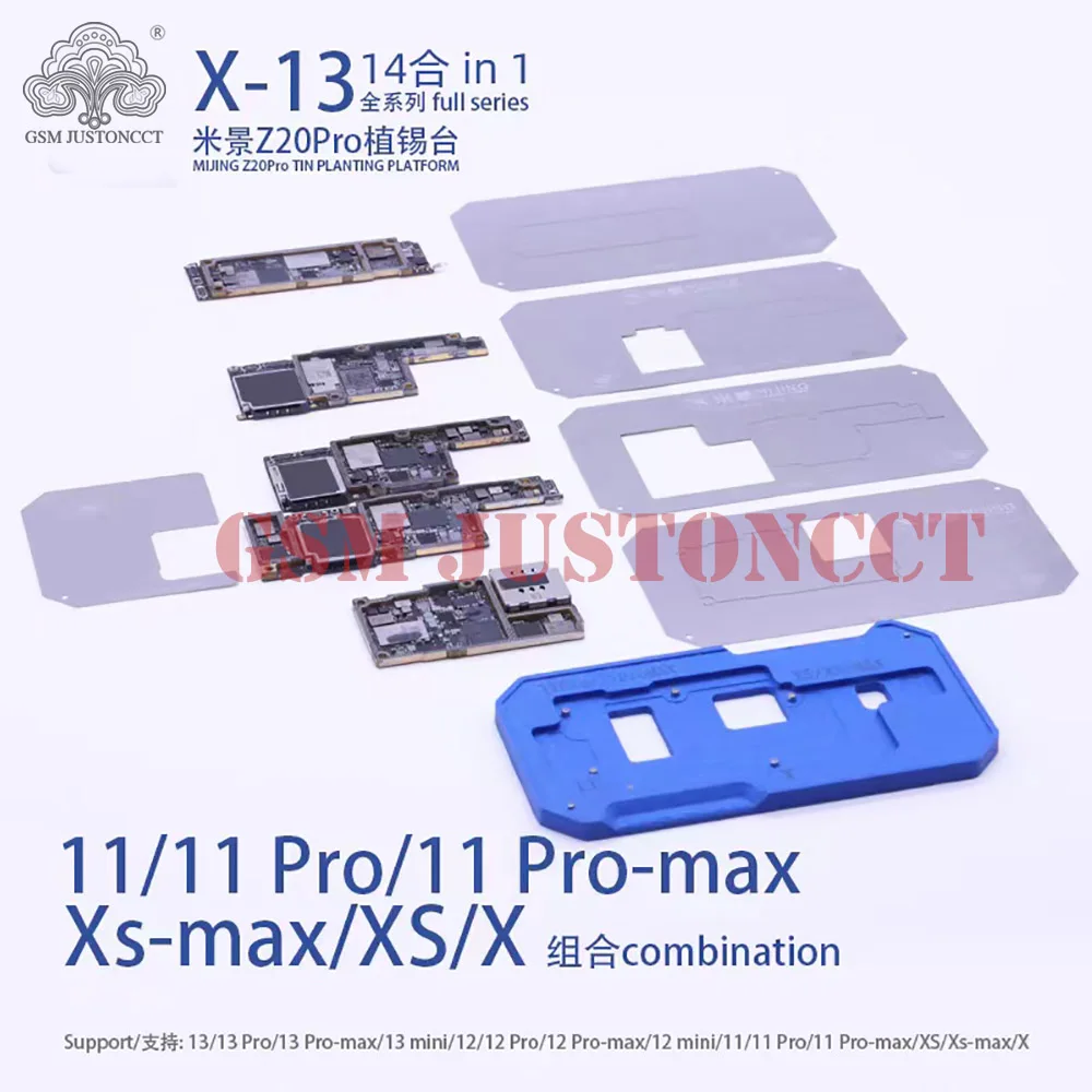 Imagem -04 - Mijing-bga Reballing Plataforma Estêncil Fixação para Iphone 1115 Plantação Motherboard Modelo de Reparação de Estanho Z20 Pro 14in 1