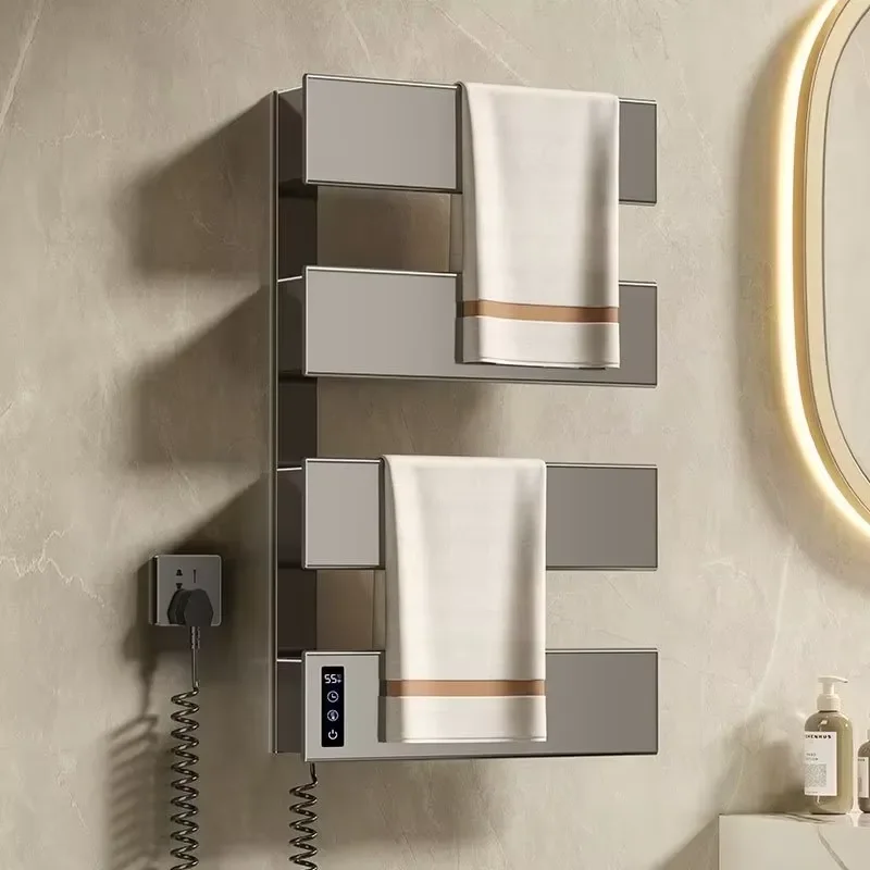 Premium Space Aluminum Smart Heated Towel Rack Modern Design 3-Year Warranty Powder Coated Bathroom Use Wall-Mounted