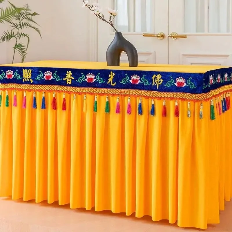 

Wholesale Buddhism item Tibet Thailand Temple home atler decor Auspicious Embroidery Buddha statue Altar cover Table cloth mat