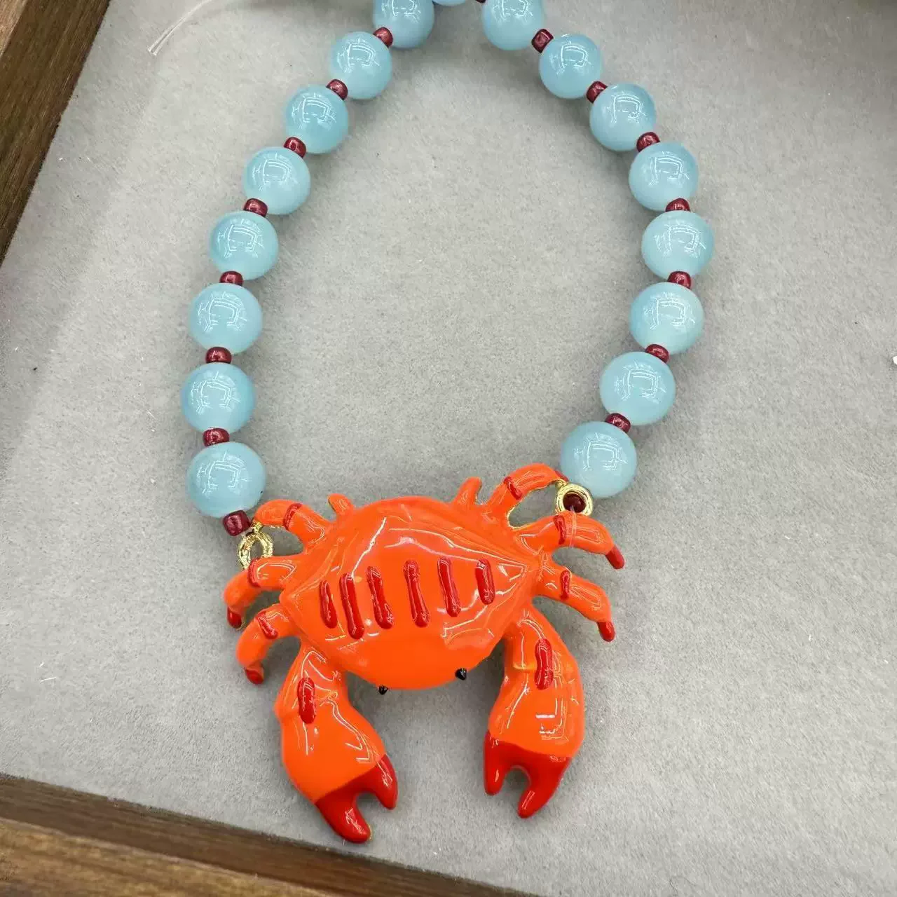 HangZhi Summer Ocean Beach Vacation Colorful Beaded Crab Necklace Bohemian Exaggerated Chunky Jewelry for Women - view 3