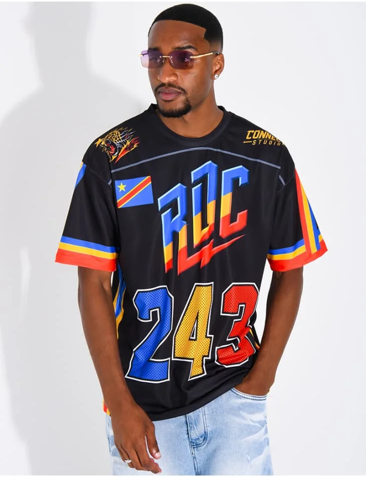 2026 New RDC DR Congo Culture Soccer Jersey Royal Leopard Head Graphic 243 Area Code Breathable Mesh African Fan Top