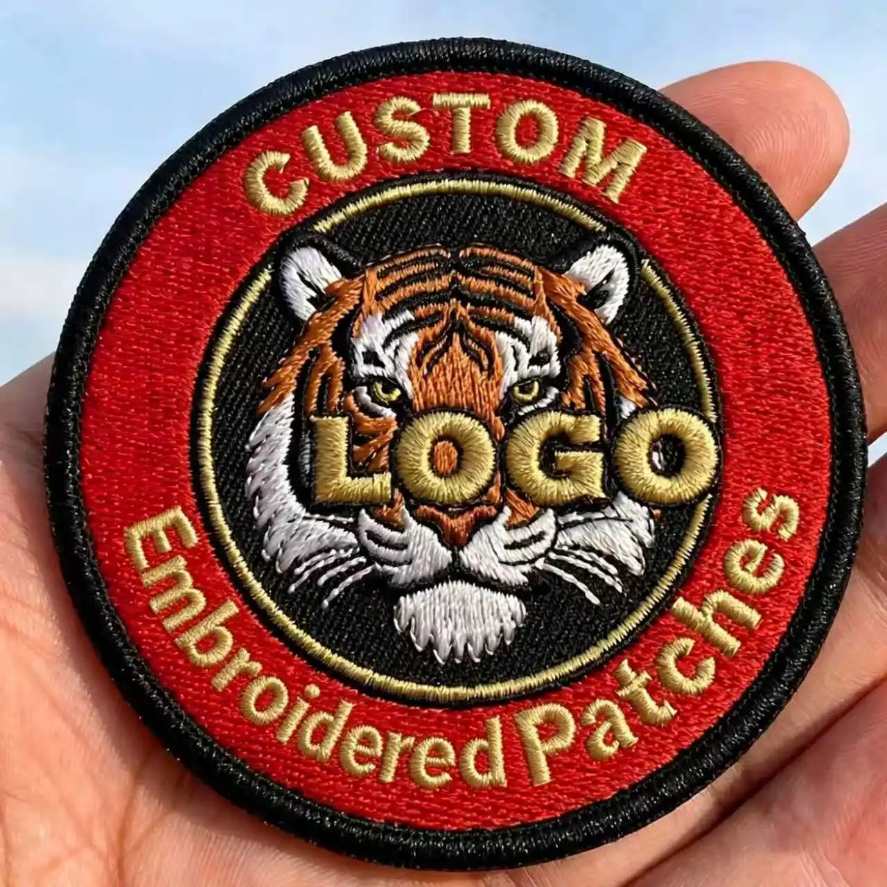 

Custom Logo Embroidered Patch Heat Transfer Label Clothing Tags Personalized Embroidery Patch Iron on DIY Garment Bag Hat