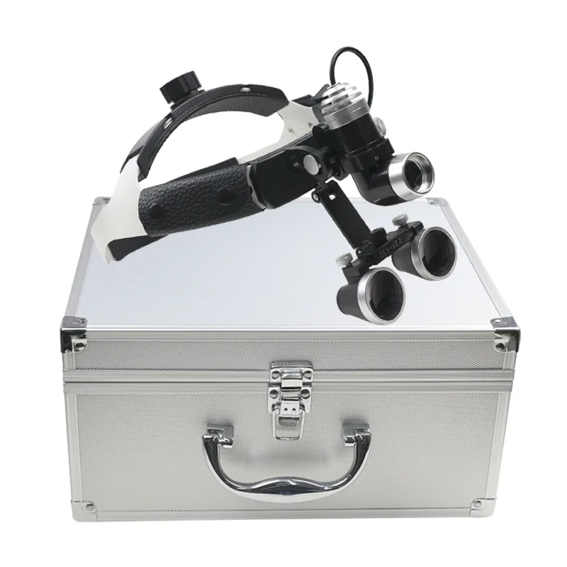 

320-420mm Dental Binocular Magnifier Helmet Magnifying Glass with Two Batteries Dental Instrument 2.5X/3.5X