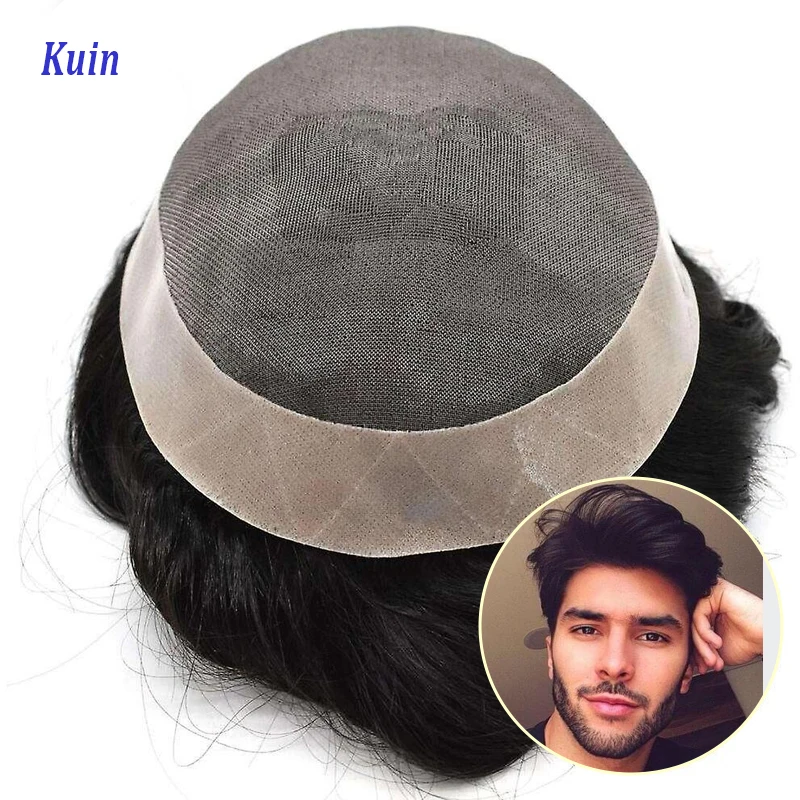 Durable Men Hair Toupee Mono NPU Indian Straight Wave Human Hair Replacement System Men\'s Hair Capillary Prothesis Hairpiece